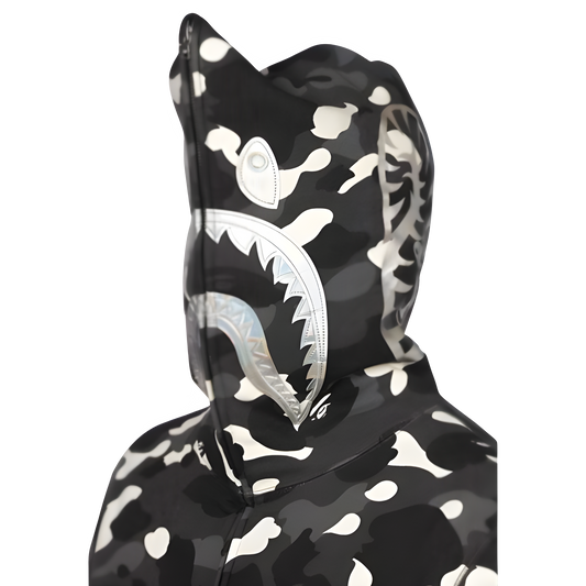 city camo shark full zip hoodie