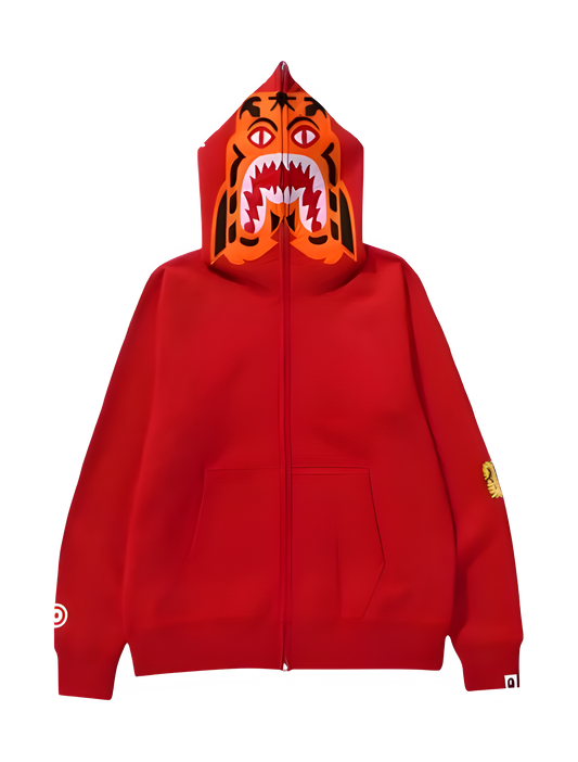 shark tiger full zip hoodie